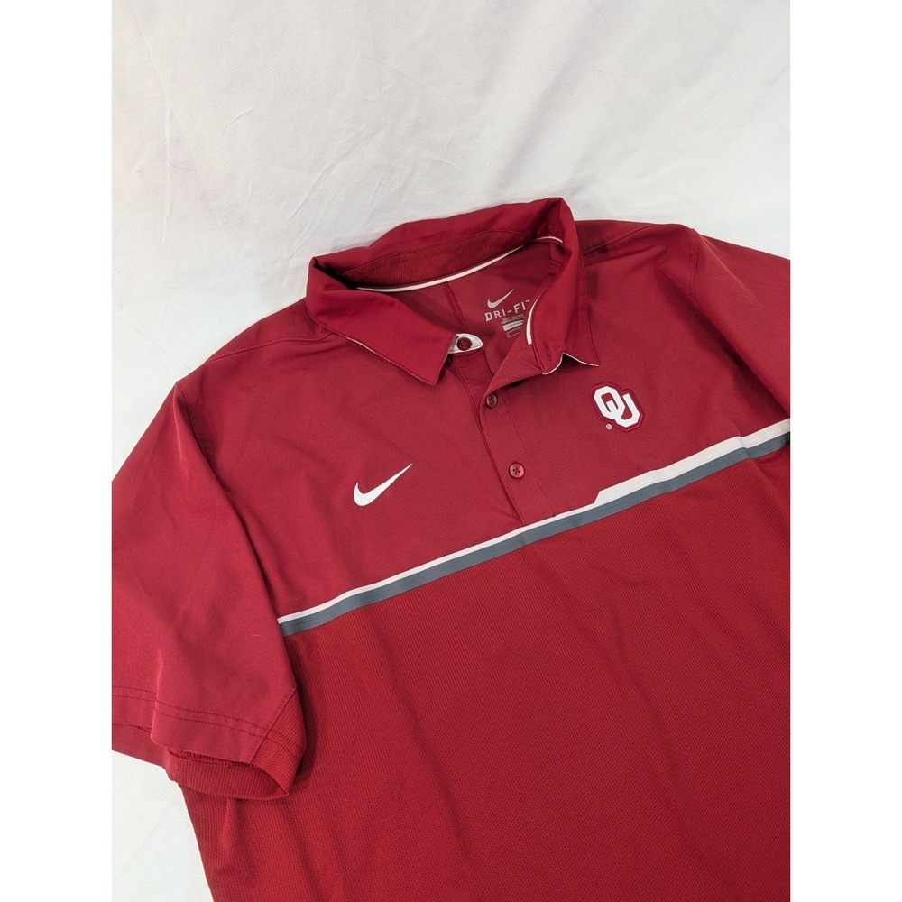 Nike Oklahoma Sooners OU Men's Dri-Fit Polo Size XL Two Tone Maroon Excellent - Picture 2 of 9